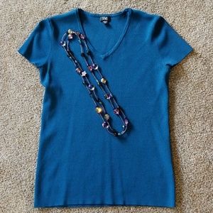 Teal v-neck top